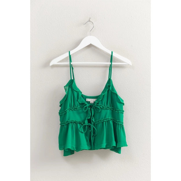 Emerald Tide Ruffle Top