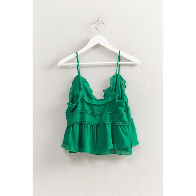 Emerald Tide Ruffle Top