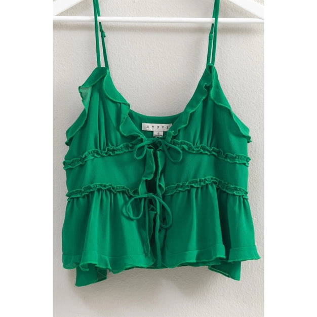 Emerald Tide Ruffle Top