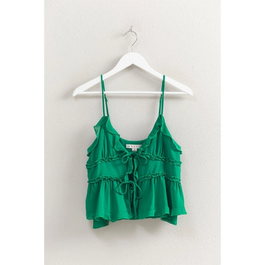 Emerald Tide Ruffle Top